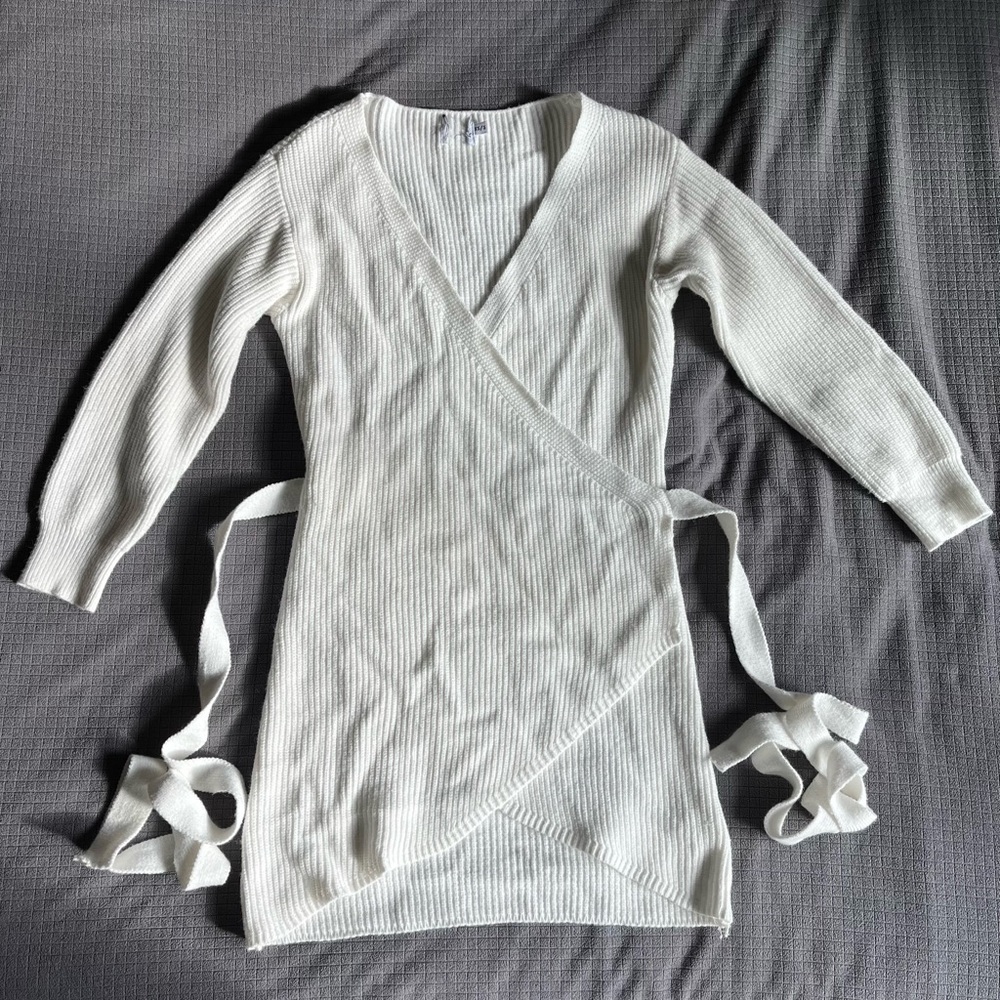 Daya White Knit Wrap Dress XS/S | Princess Polly